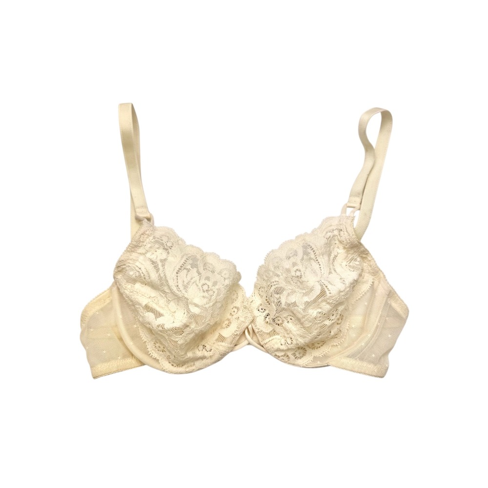 Vintage Victorias Secret Lace Bra 32B Butter Yellow Mesh Underwire 90s NWT USA - Picture 2 of 11